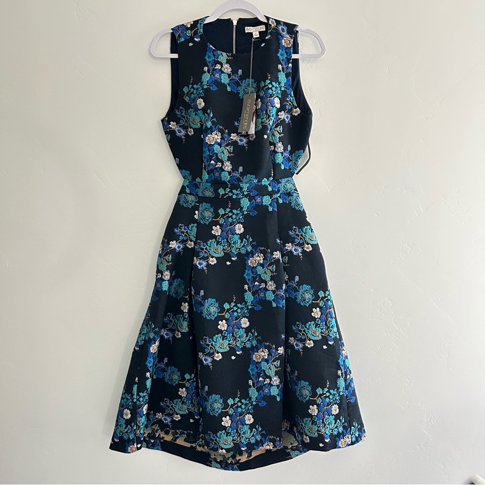 NWT Eva Mendes for New York and Co Brocade Party Dress High Low Open Back Size 8